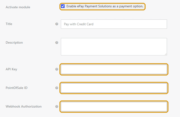 WooCommerce settings with the credential fields for our new platform highlighted