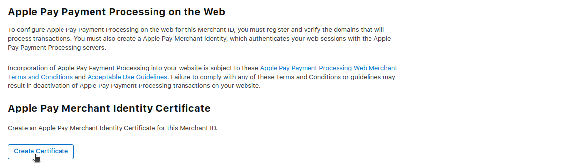Upload merchant certificate step 1